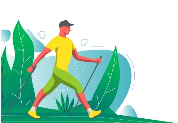 homme faisant de la marche nordique